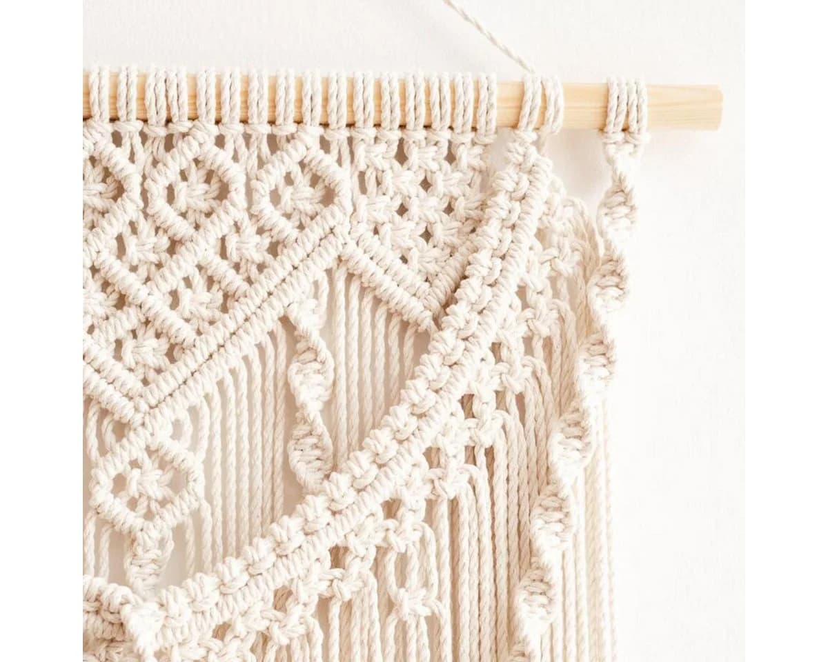 MOPUEA Makramee Wandbehang Boho Wanddeko Beige - Bild 5