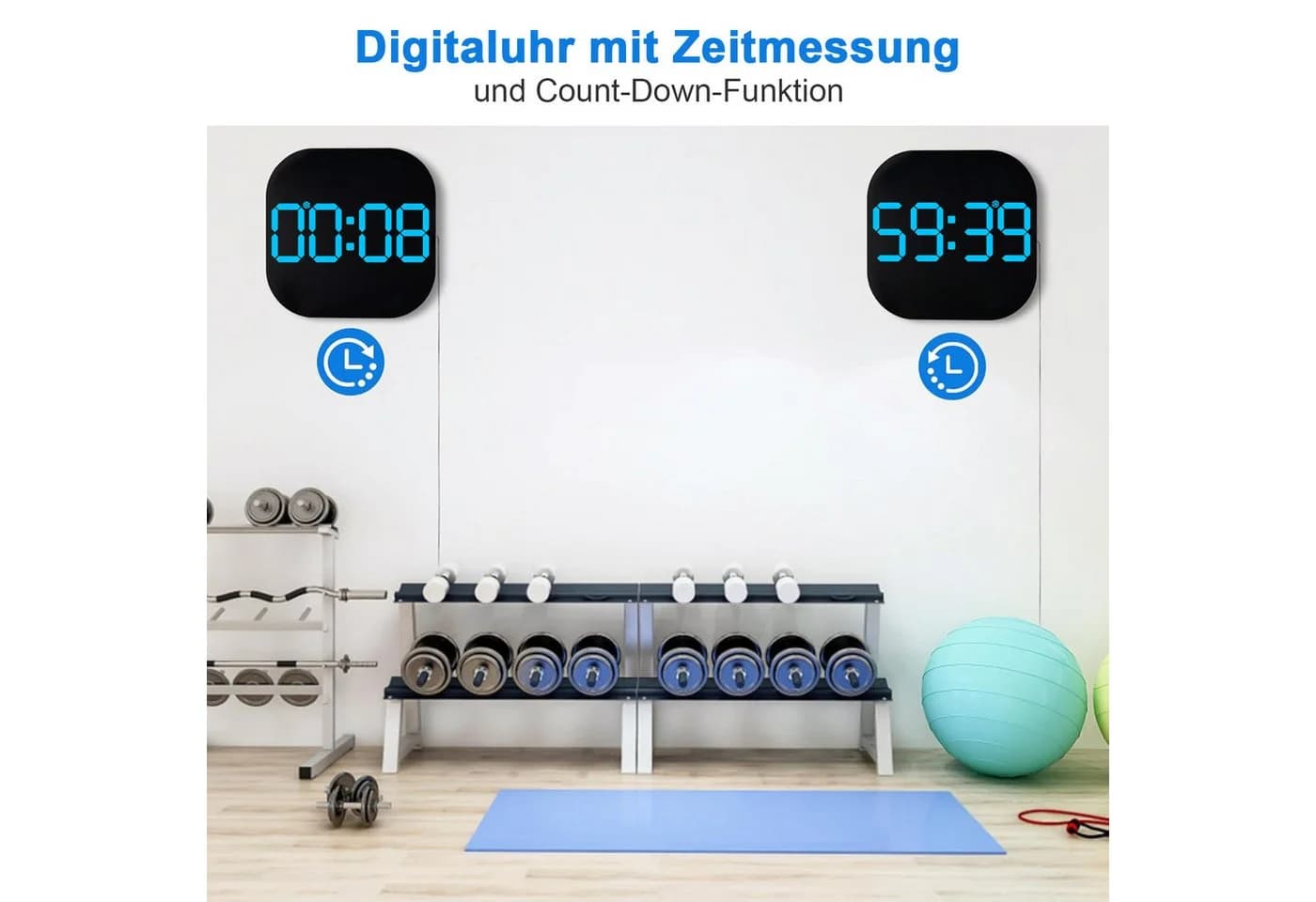 MOPUEA Digitale LED-Wanduhr mit Fernbedienung, 7-Zoll-Display, Timer & Countdown - Bild 5