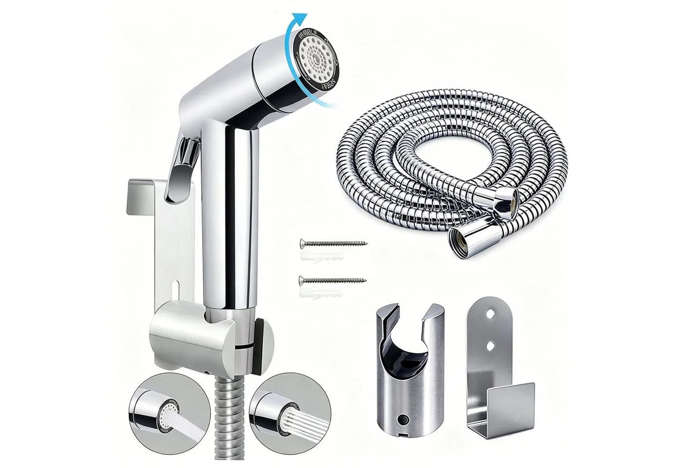 MOPUEA Bidetarmatur 3er-Set Edelstahl Handbrause mit Halter - Bild 2