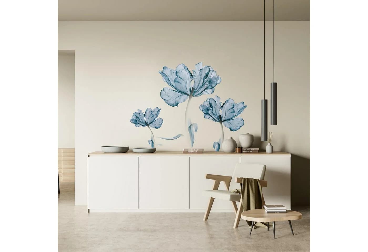 MOPUEA Wandtattoo Lotus 110x80cm Blau Dekorativer Wandaufkleber - Bild 4