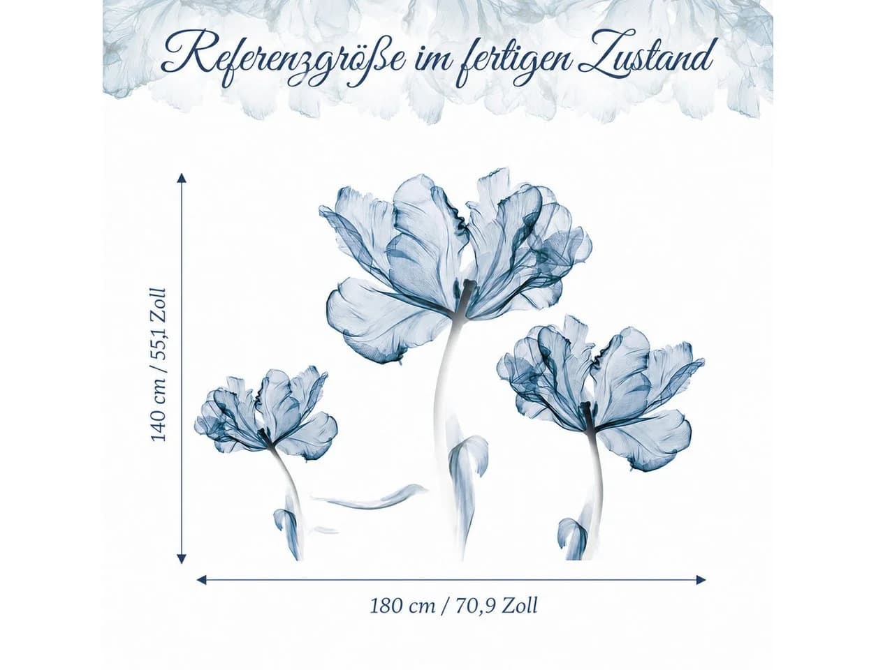 MOPUEA Wandtattoo Lotus 110x80cm Blau Dekorativer Wandaufkleber - Bild 5