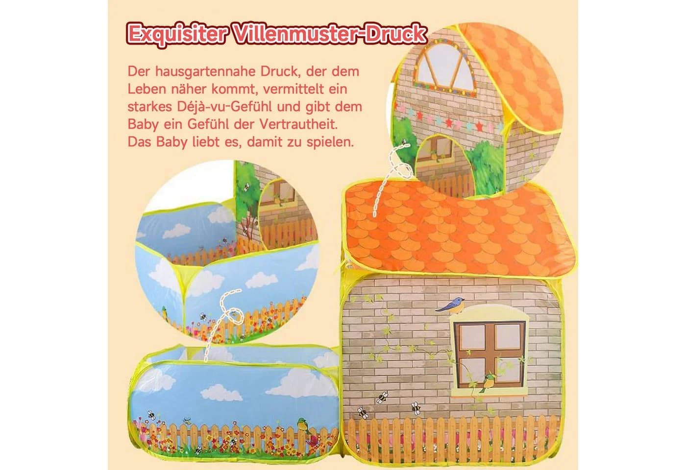 MOPUEA Spielzelt Schloss Kinderzelt mit Sternenlichterkette Bunt - Bild 5