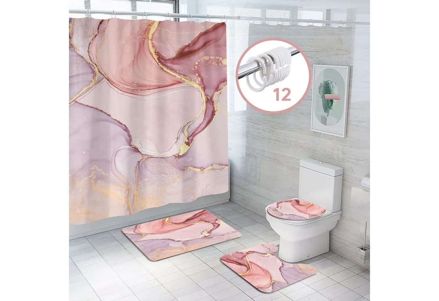 MOPUEA Duschvorhang 180x180 cm Wasserdicht Anti Schimmel - Bild 2
