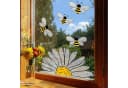 MOPUEA Fenstersticker Bienen Blumen Bunt Doppelseitig Wiederverwendbar Bild 3