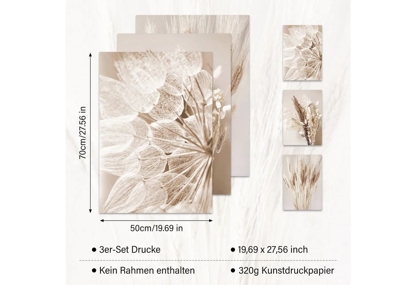 MOPUEA Kunstdruck Poster Set 3 Natur Wanddeko ohne Rahmen