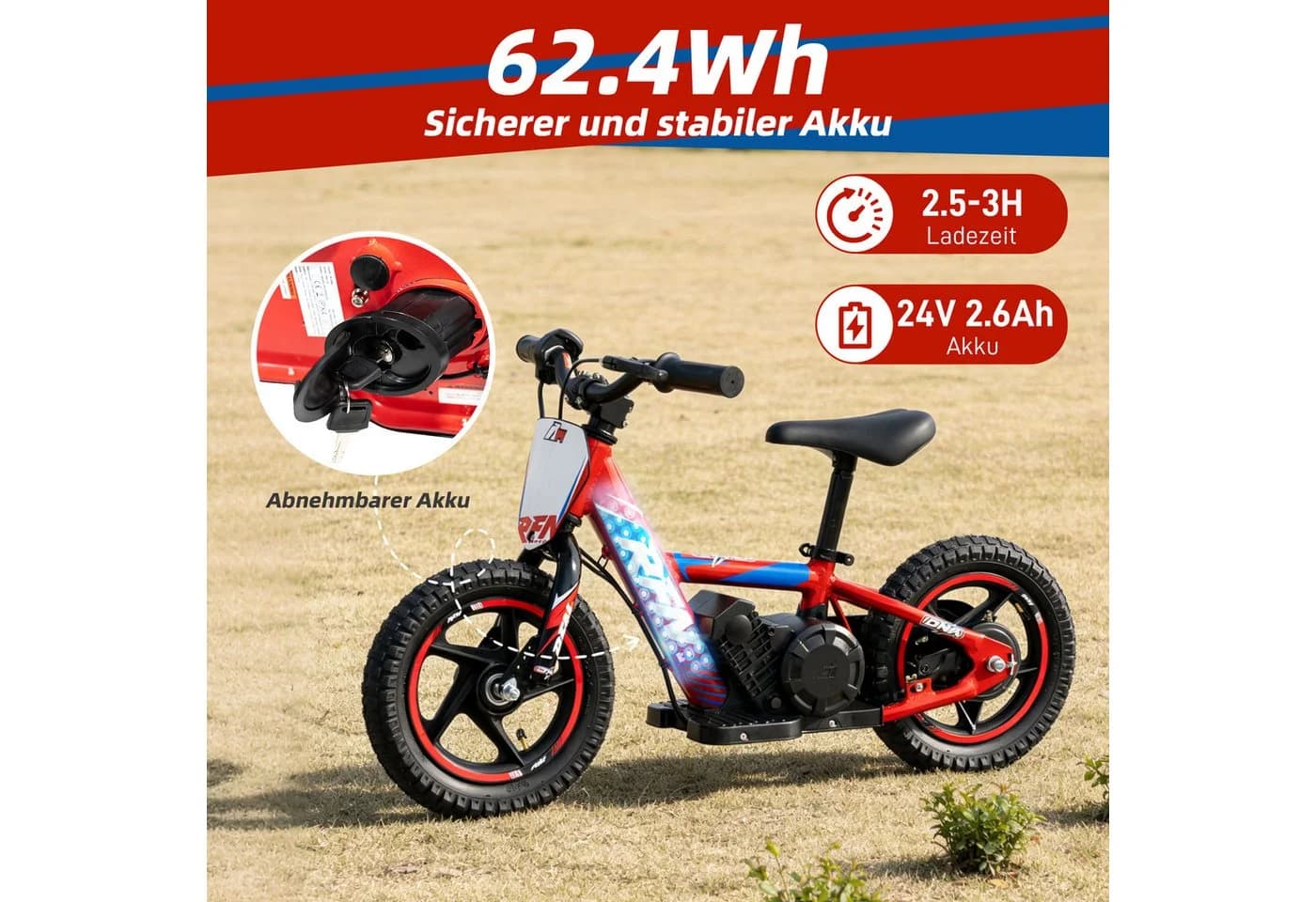 Vankel Elektro-Kindermotorrad DNA 12 100W 12 Zoll E-Laufrad Kinder 3-6 Jahre - Bild 3