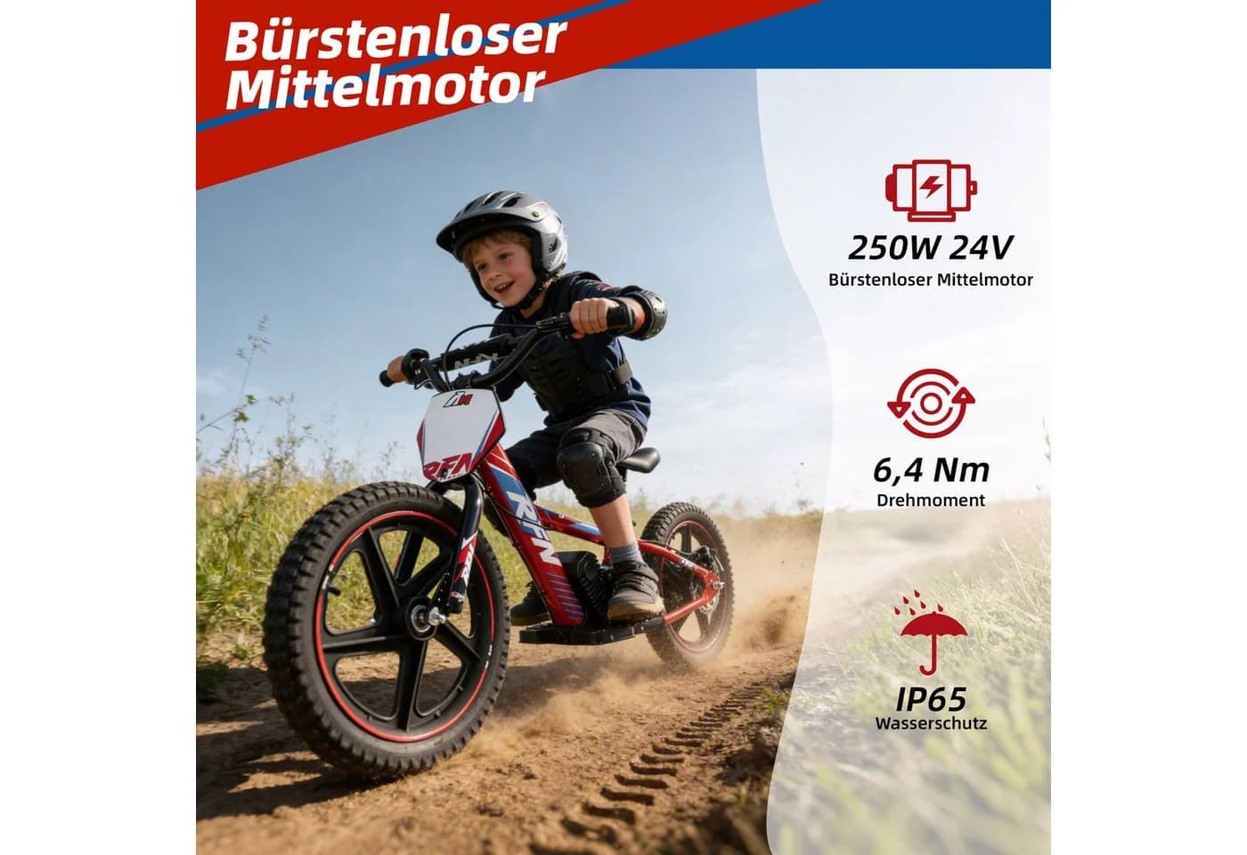 Vankel Elektro-Kindermotorrad DNA 16 250W 16 Zoll E-Laufrad Schwarz - Bild 3