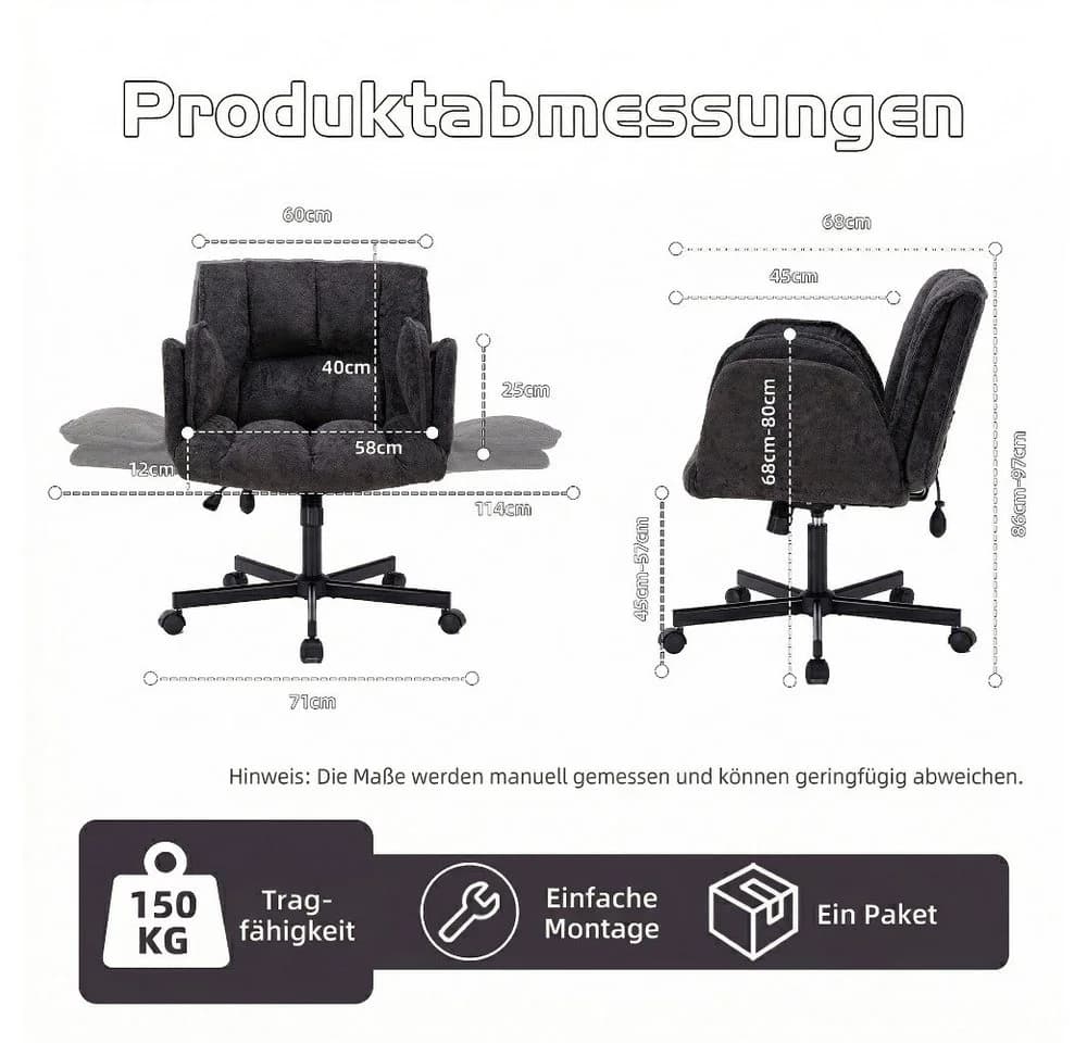 Leawin Ergonomischer Bürostuhl mit klappbaren Armlehnen - Bild 3