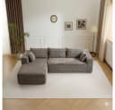Leawin Ecksofa L-Form 3-Sitzer Cord grau modular Bild 2