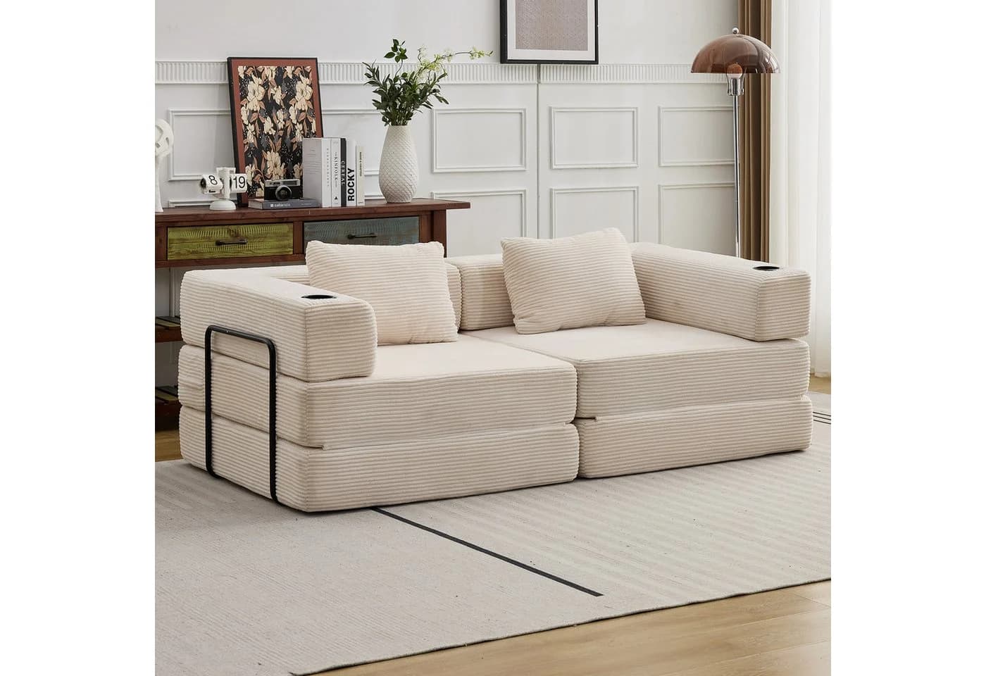 Leawin Schlafsofa 2-Sitzer Chenille Wohnzimmer Sofa - Bild 2