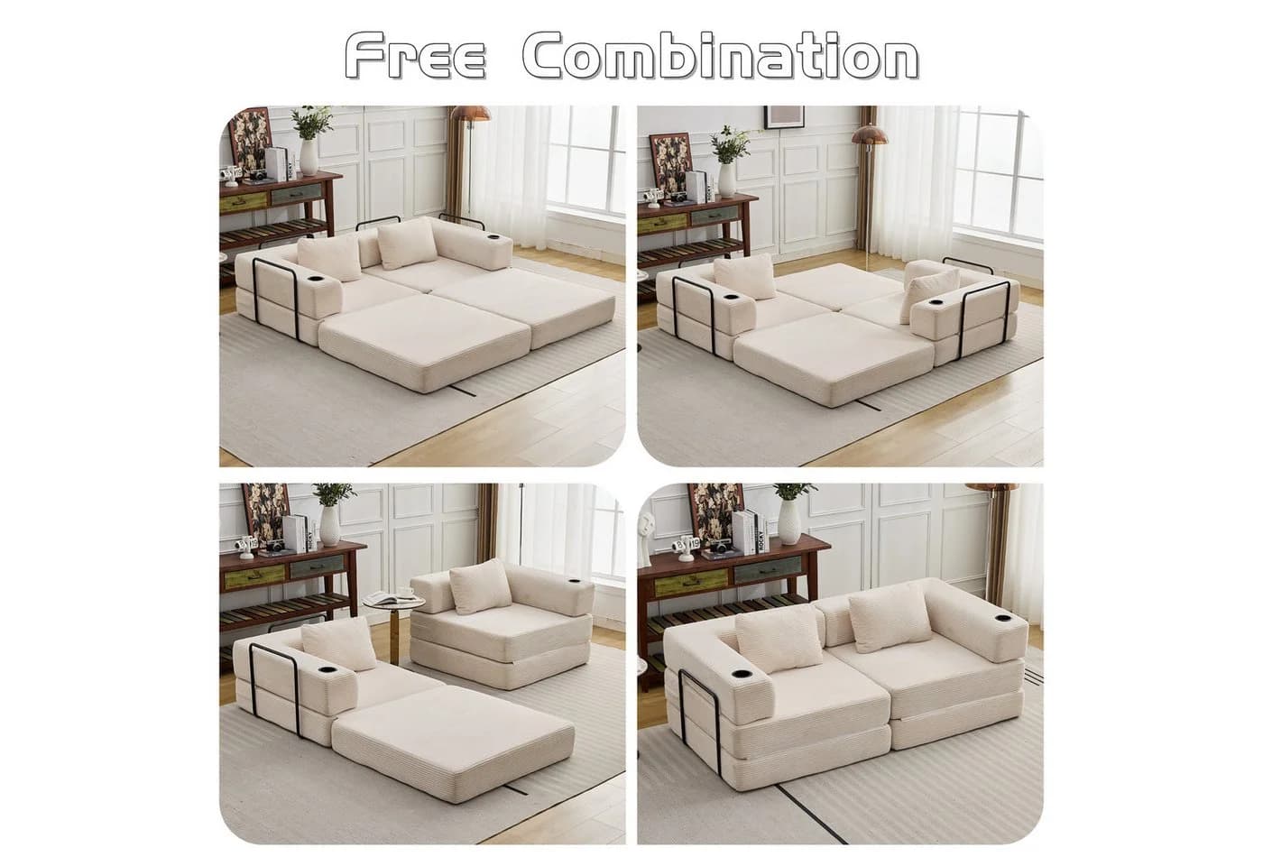 Leawin Schlafsofa 2-Sitzer Chenille Wohnzimmer Sofa - Bild 3