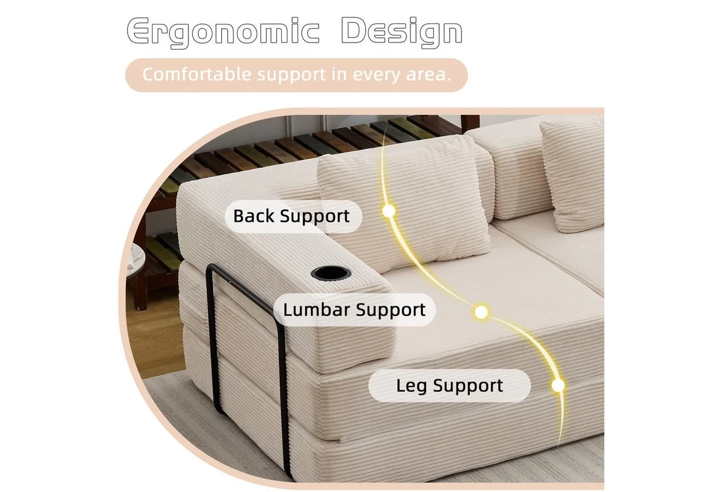 Leawin Schlafsofa 2-Sitzer Chenille Wohnzimmer Sofa - Bild 5