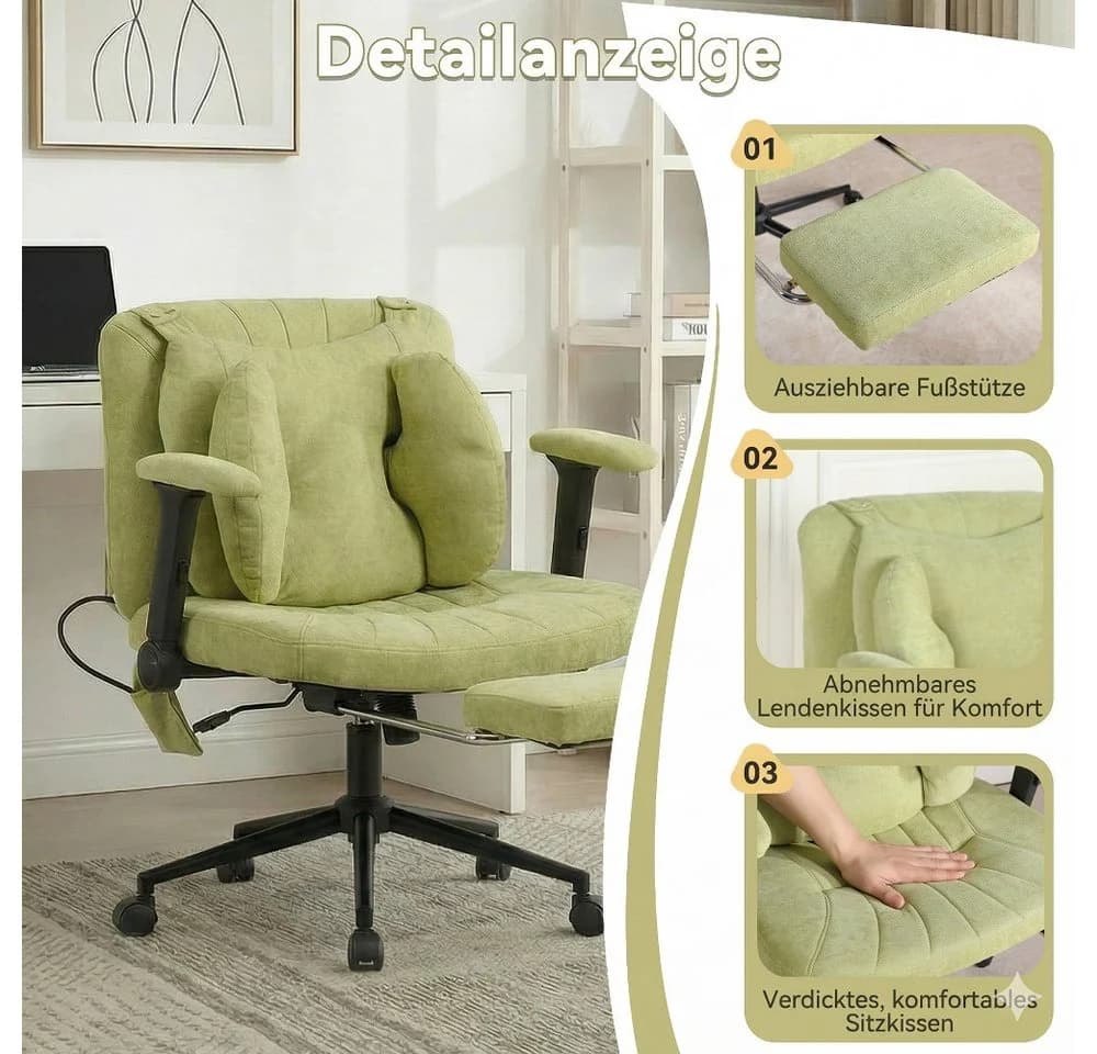 Vankel Bürostuhl Grün Ergonomisch mit Air-Lordosenstütze - Bild 5