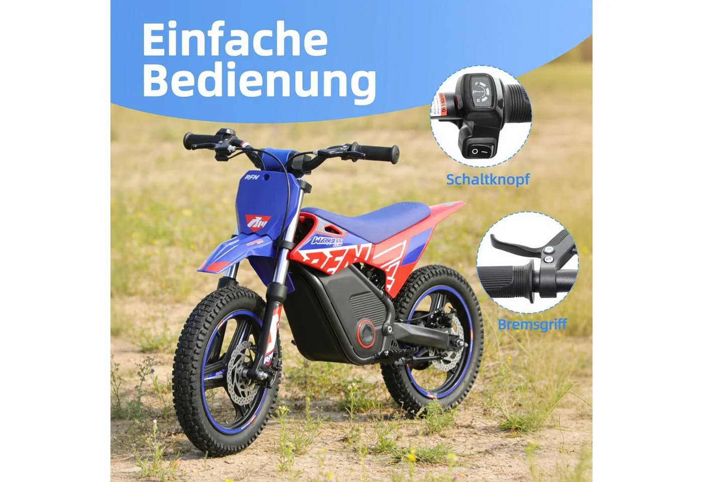 Vankel Elektro-Kindermotorrad SX-E350 Schwarz/Rot 350W - Bild 3