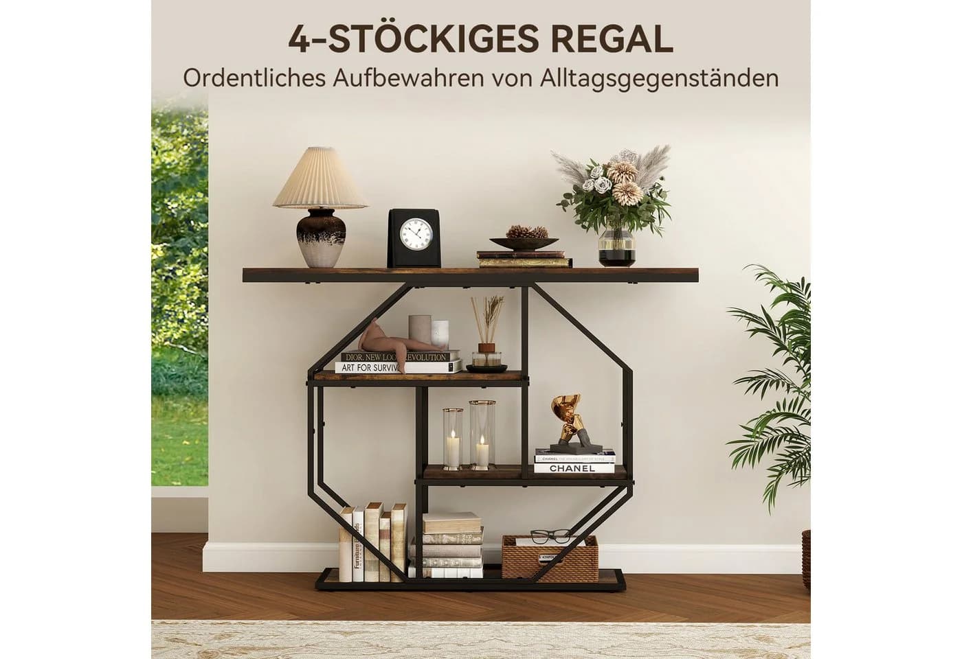 Puluomis Konsolentisch Flurtisch 4-stöckiger Beistelltisch mit offenem Regal - Bild 5