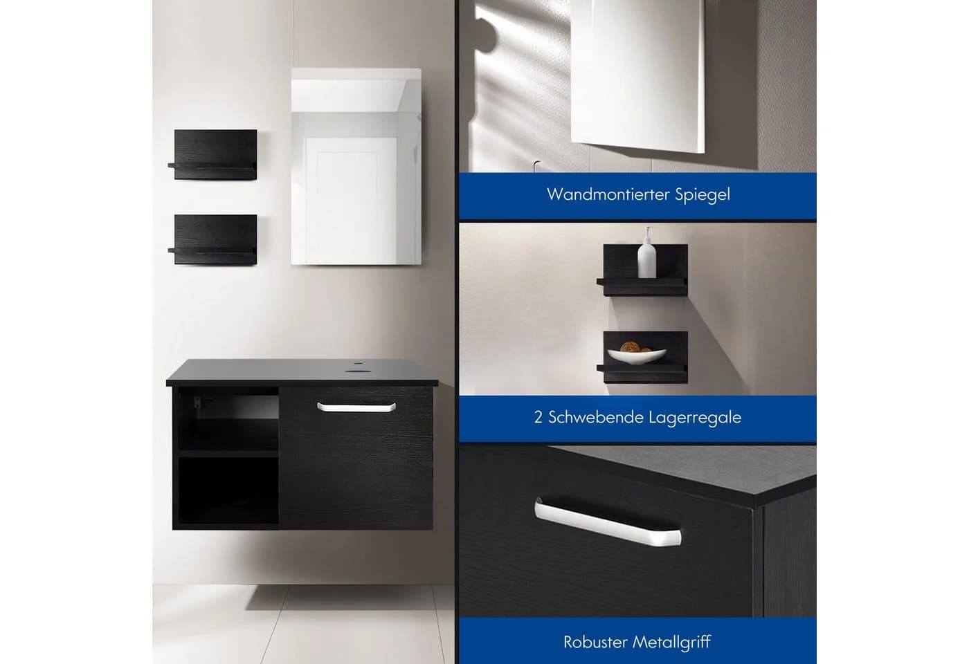 Puluomis Badmöbel-Set Silber mit Duschregal & optional Waschbecken - Bild 5