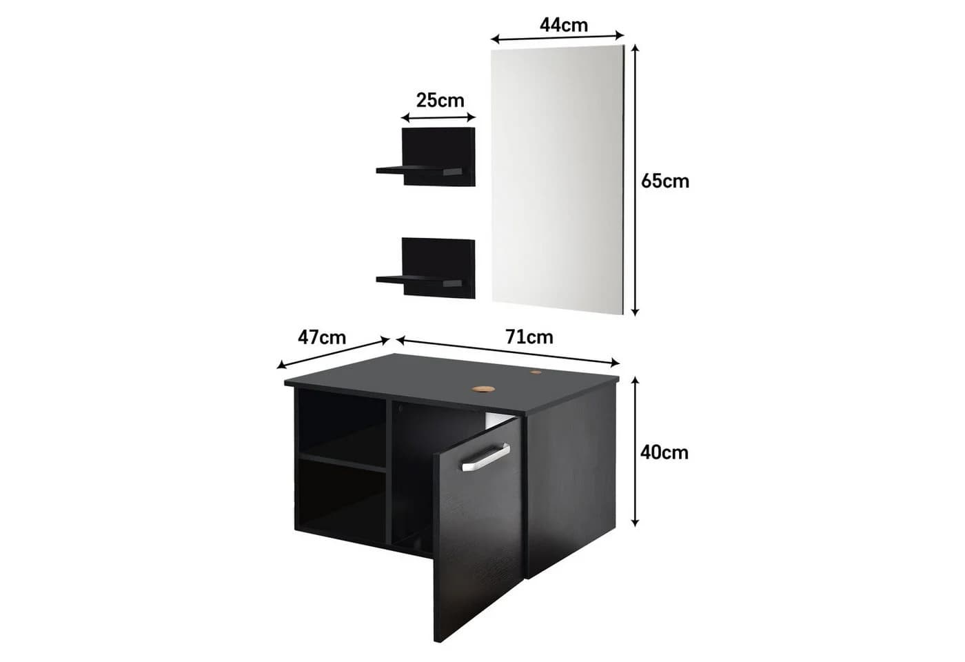 Puluomis Badezimmer-Set mit Spiegel, Badezimmerschrank mit 2 Regale - Bild 4