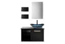 Puluomis Badezimmer-Set mit Spiegel Badezimmerschrank 2 Regale Schwarzblau Bild 2