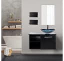 Puluomis Badezimmer-Set mit Spiegel Badezimmerschrank 2 Regale Schwarzblau Bild 5
