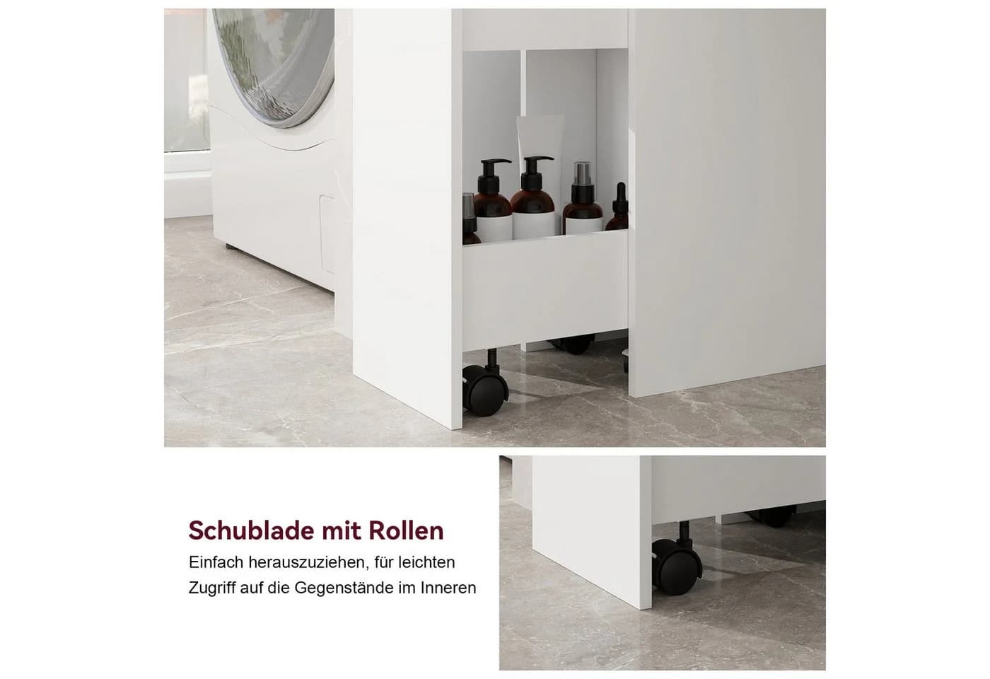 Puluomis Badkommode mit Schubladen Weiß/Schwarz