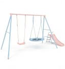 Rolipo Schaukelgestell mit Kinderschaukel, Rutsche & Nestschaukel Blau/Rosa Bild 2
