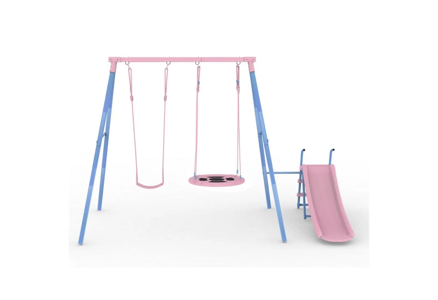 Rolipo Schaukelgestell mit Kinderschaukel, Rutsche & Nestschaukel Blau/Rosa - Bild 3