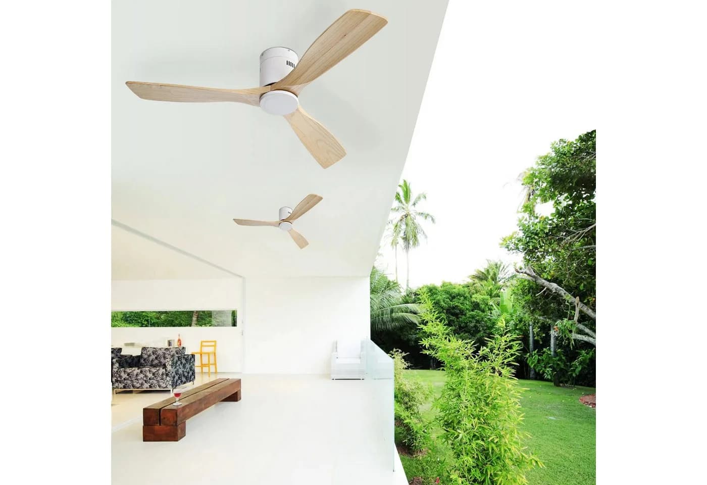 Rolipo Deckenventilator 3 Massivholzflügel Schwarz Modern