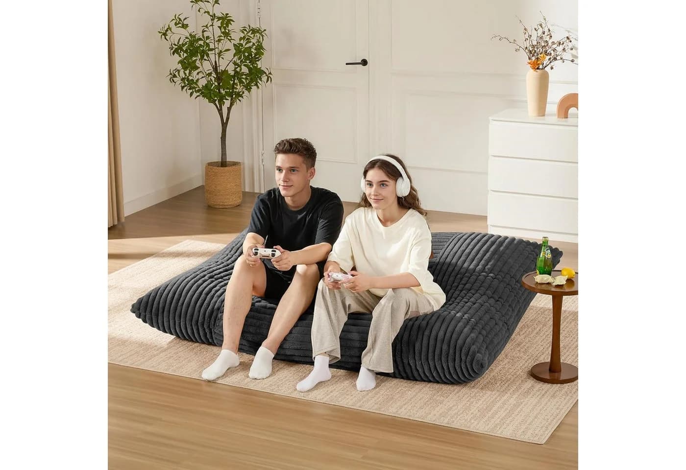 ANYSUN Sitzsack Übergroßer Wandelbar Grau Cord