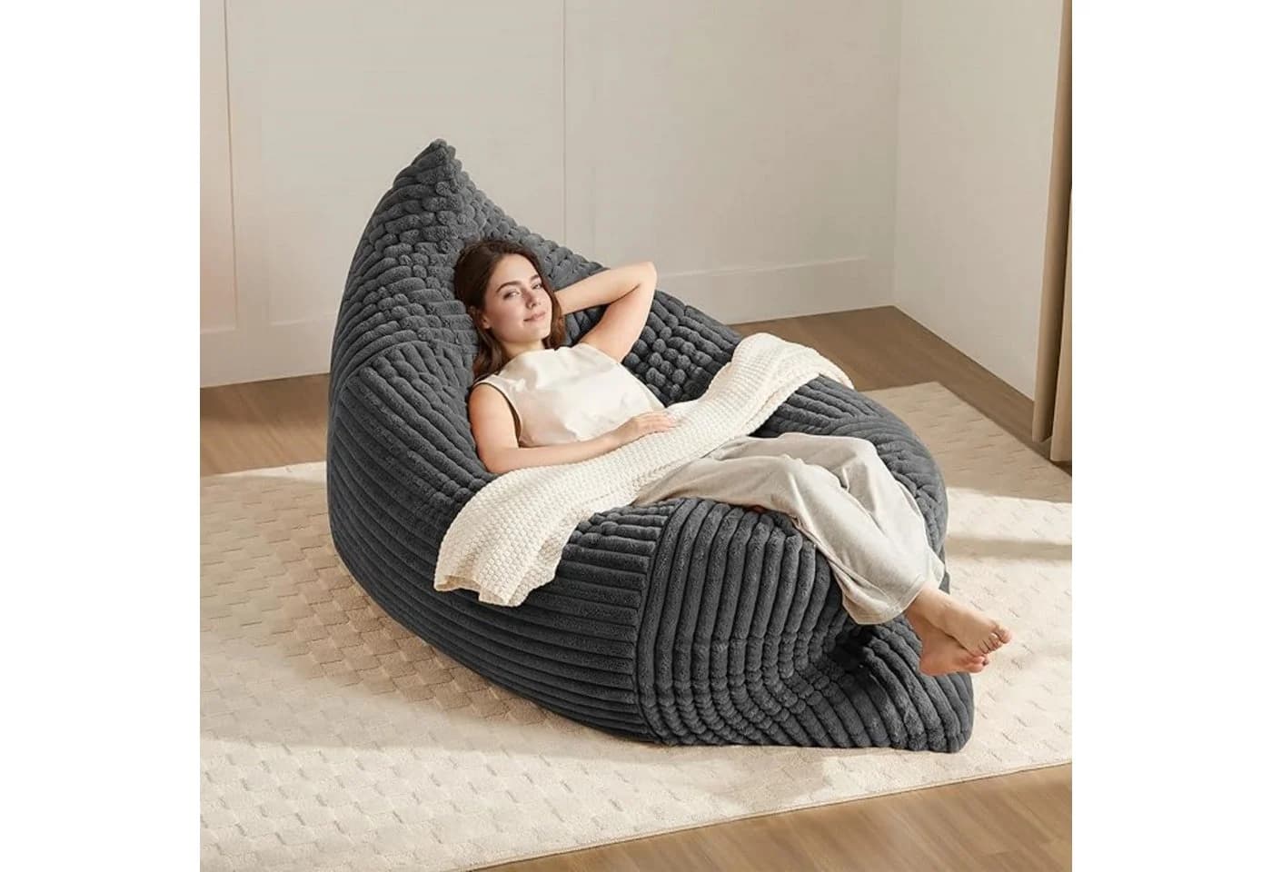 ANYSUN Sitzsack Übergroßer Wandelbar Grau Cord - Bild 2