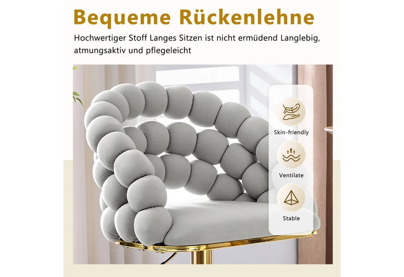 ANYSUN Barhocker 2er-Set höhenverstellbar grau mit Fußstütze - Bild 4