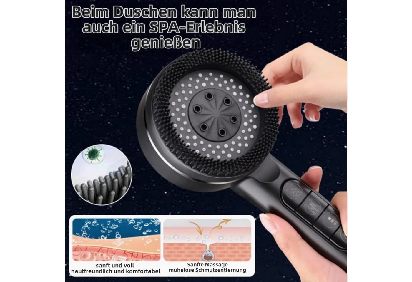 ibettertec Duschbrause Handbrause Hochdruck 4 Strahlarten - Bild 5
