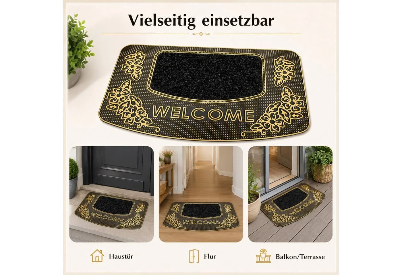Forrlite Fußmatte 45x70 cm Gold Willkommen - Bild 5