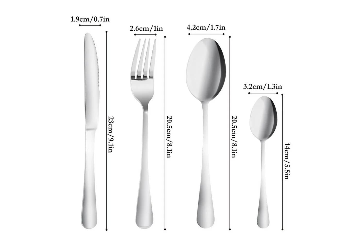 Forrlite Besteck-Set 24-teilig Edelstahl Silber für 6 Personen