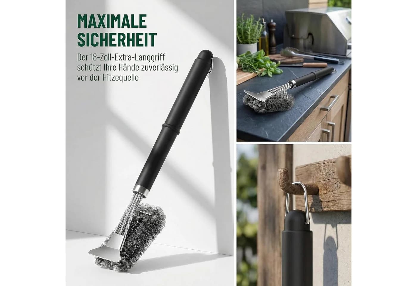 Forrlite Grillbürste Premium Edelstahl 3-in-1 mit Schaber 42 cm - Bild 4