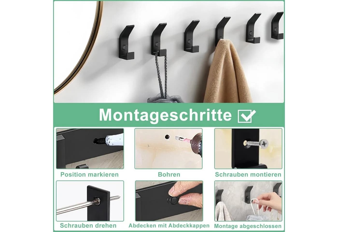 Forrlite Kleiderhaken Garderobenhaken Schwarz Metall - Bild 3