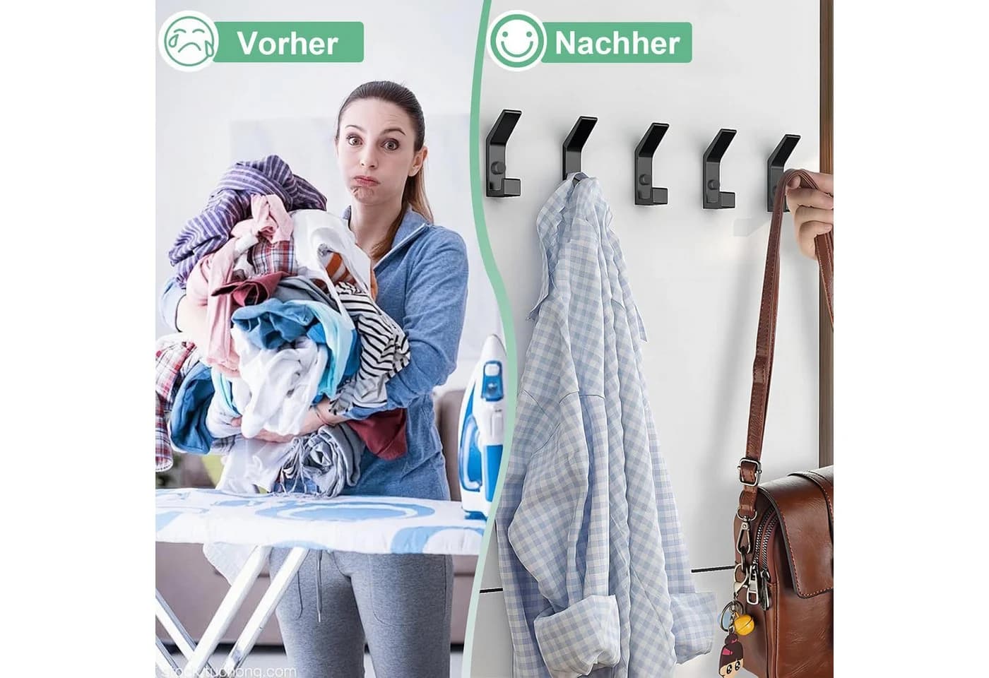 Forrlite Kleiderhaken Garderobenhaken Schwarz Metall - Bild 4