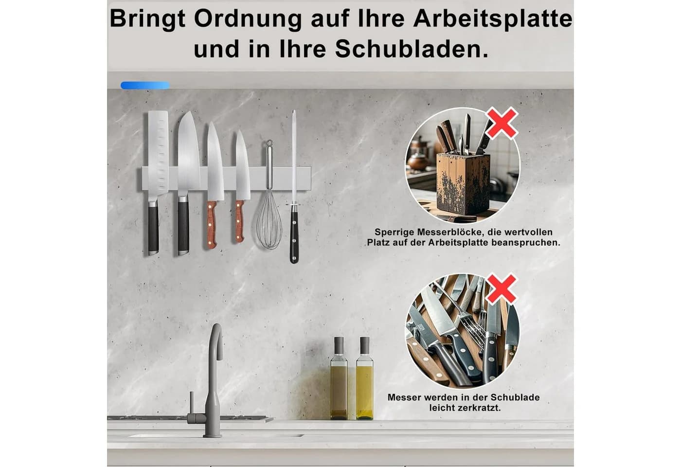 Forrlite Magnetische Messerleiste Edelstahl Wandmontage