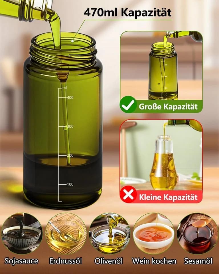 Forrlite Ölspender 2-in-1 Sprühflasche Glas 470ml BPA-frei - Bild 5