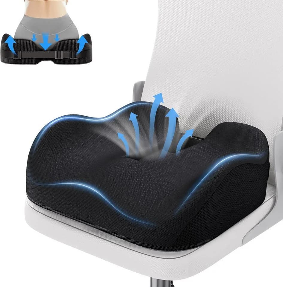 Forrlite Orthopädisches Sitzkissen Ergonomisch Memory-Schaum Schwarz - Bild 2