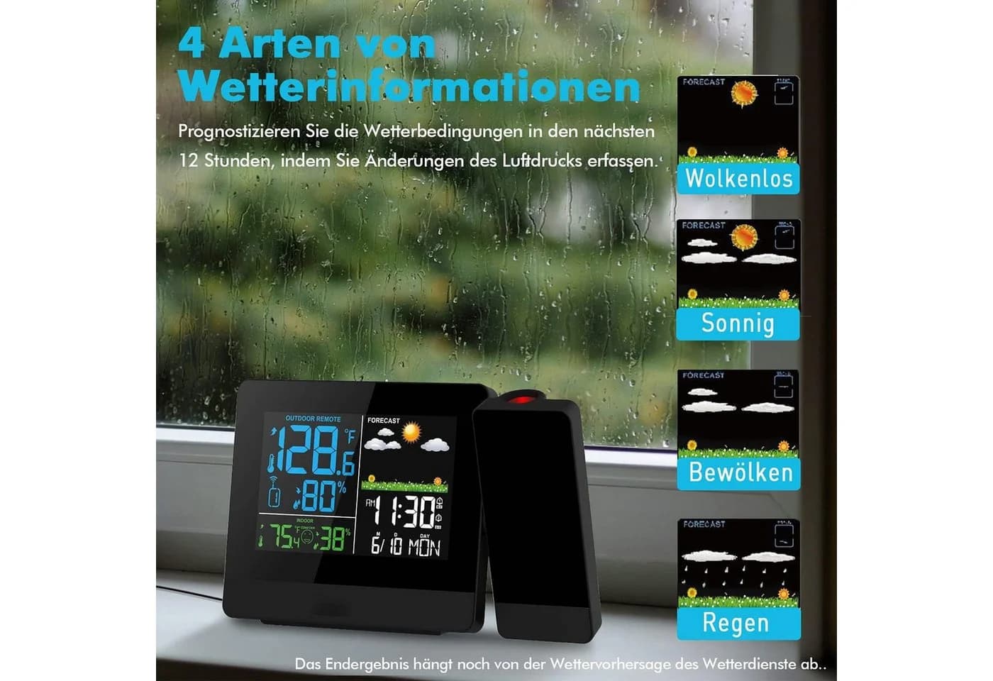 Forrlite Funk-Wetterstation mit Farbdisplay & Projektion - Bild 4