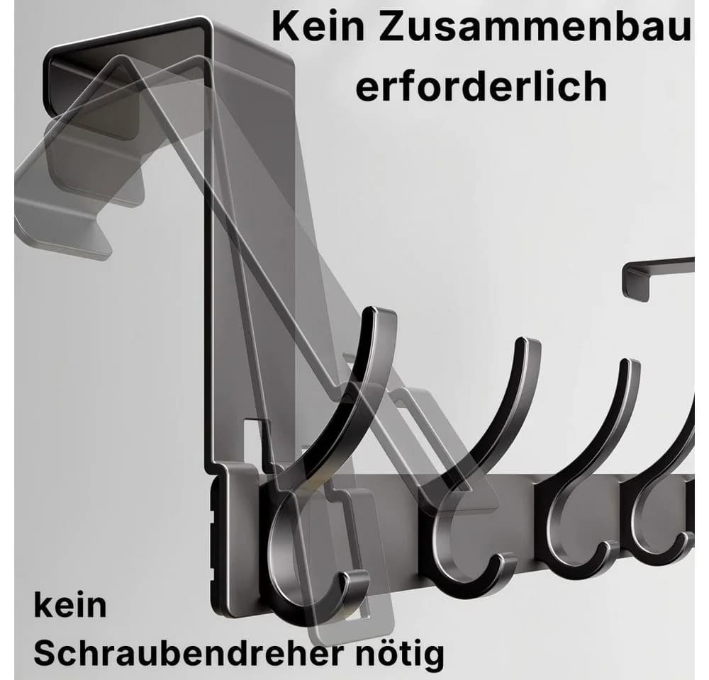Forrlite Türhaken Türgarderobe 6 Haken Schwarz Rostfrei