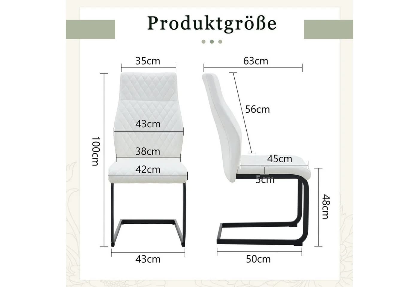 ANYSUN Esszimmerstuhl 2er-Set Modern Kunstleder Metallrahmen - Bild 3