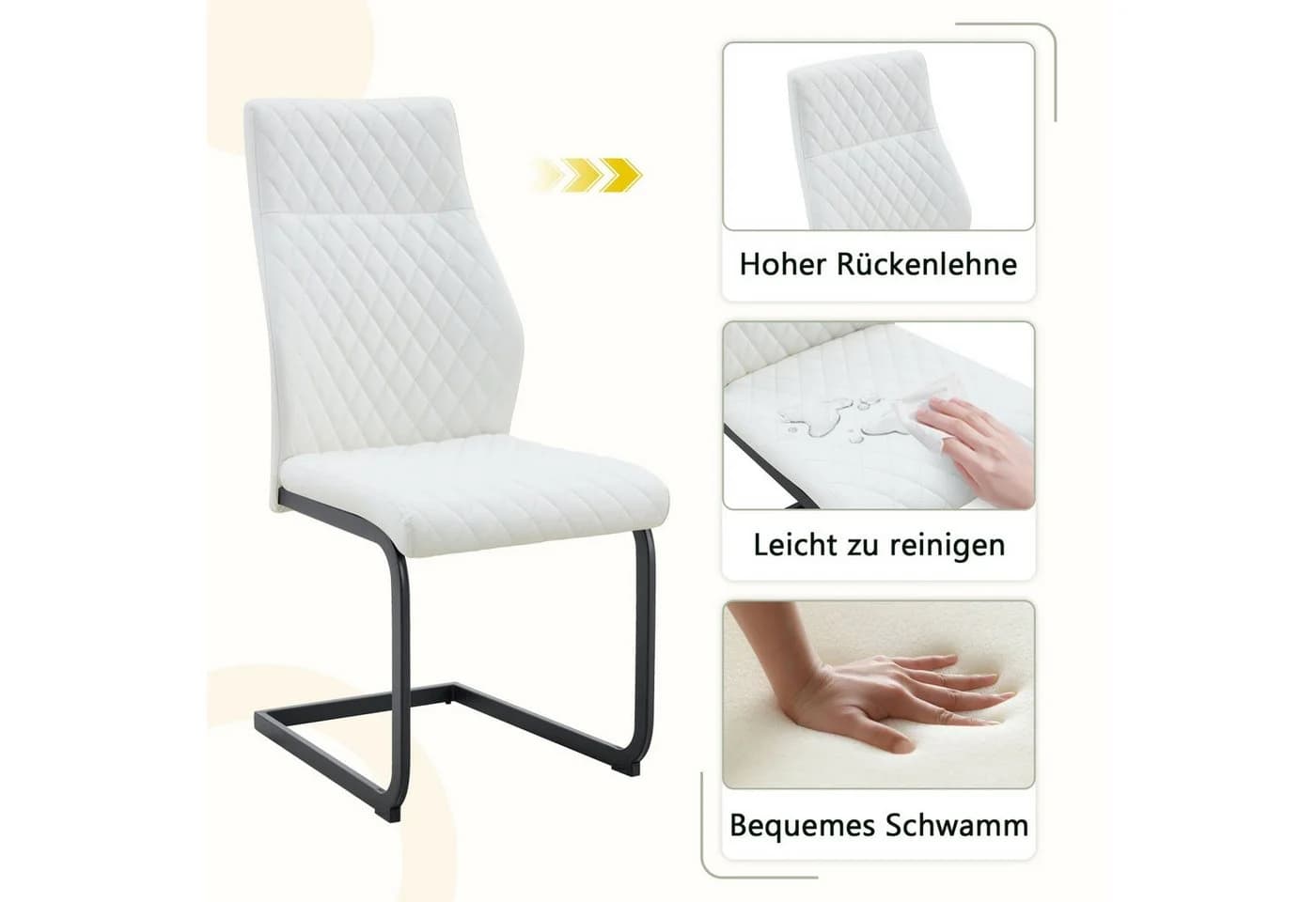 ANYSUN Esszimmerstuhl 2er-Set Modern Kunstleder Metallrahmen - Bild 4