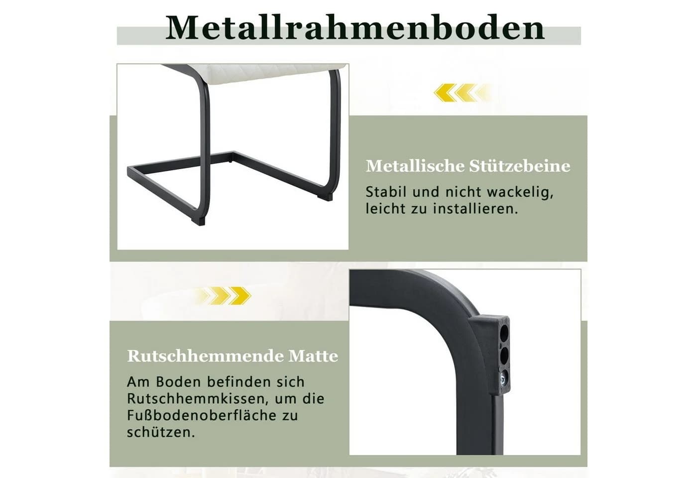 ANYSUN Esszimmerstuhl 2er-Set Modern Kunstleder Metallrahmen - Bild 5
