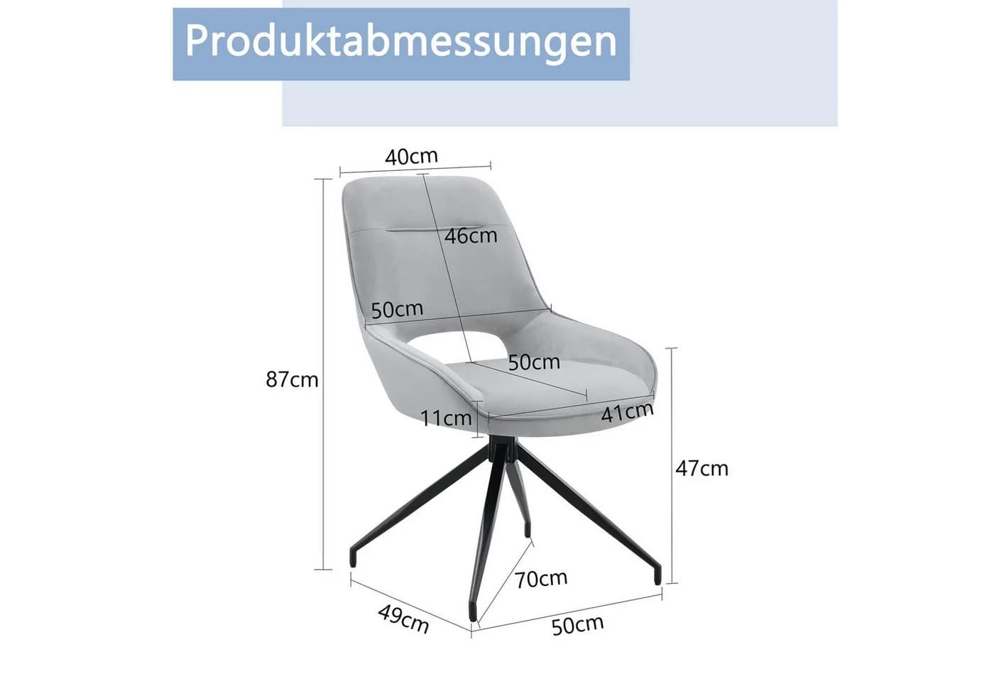 ANYSUN Esszimmerstuhl Set 2 St. Schwarz/Weiß 360° drehbar - Bild 3