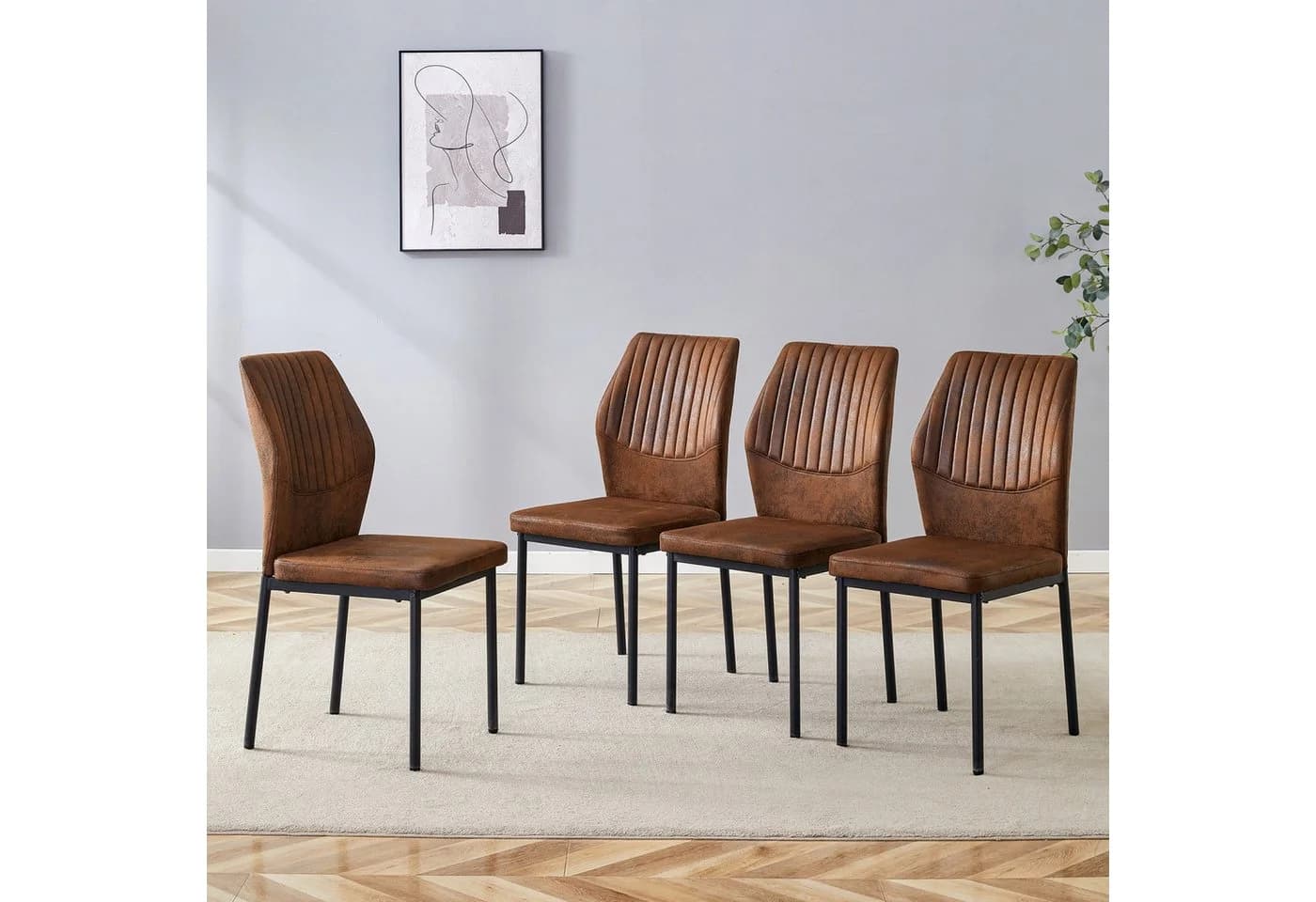 ANYSUN Esszimmerstuhl 4er Set Kunstleder Metallbeine Gold Modern
