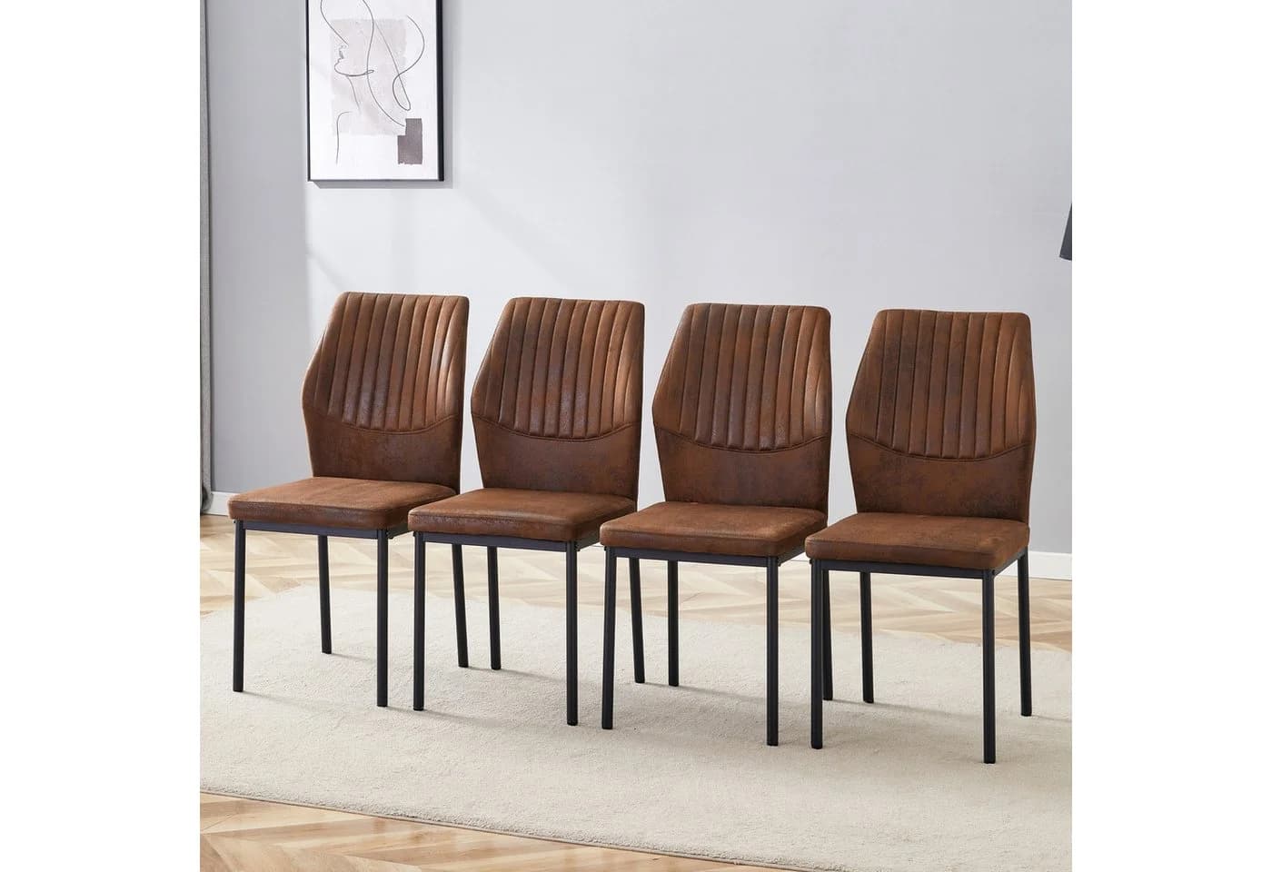 ANYSUN Esszimmerstuhl 4er Set Kunstleder Metallbeine Gold Modern - Bild 2