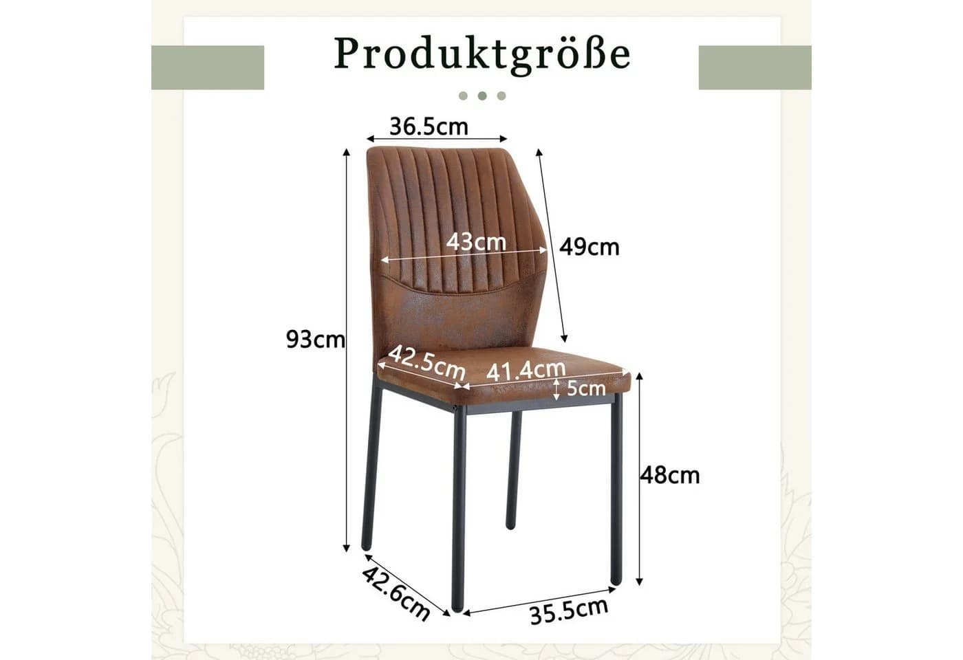 ANYSUN Esszimmerstuhl 4er Set Kunstleder Metallbeine Gold Modern - Bild 3