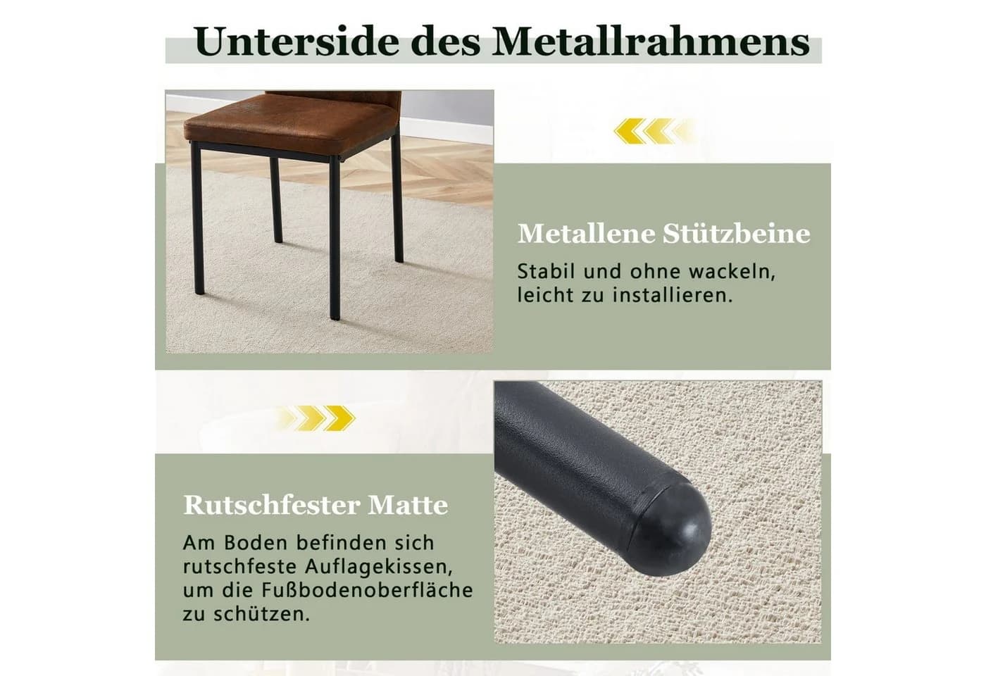 ANYSUN Esszimmerstuhl 4er Set Kunstleder Metallbeine Gold Modern - Bild 5
