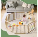Meulbaty Laufstall Baby Laufgitter Holz 160x160x61cm Bild 2